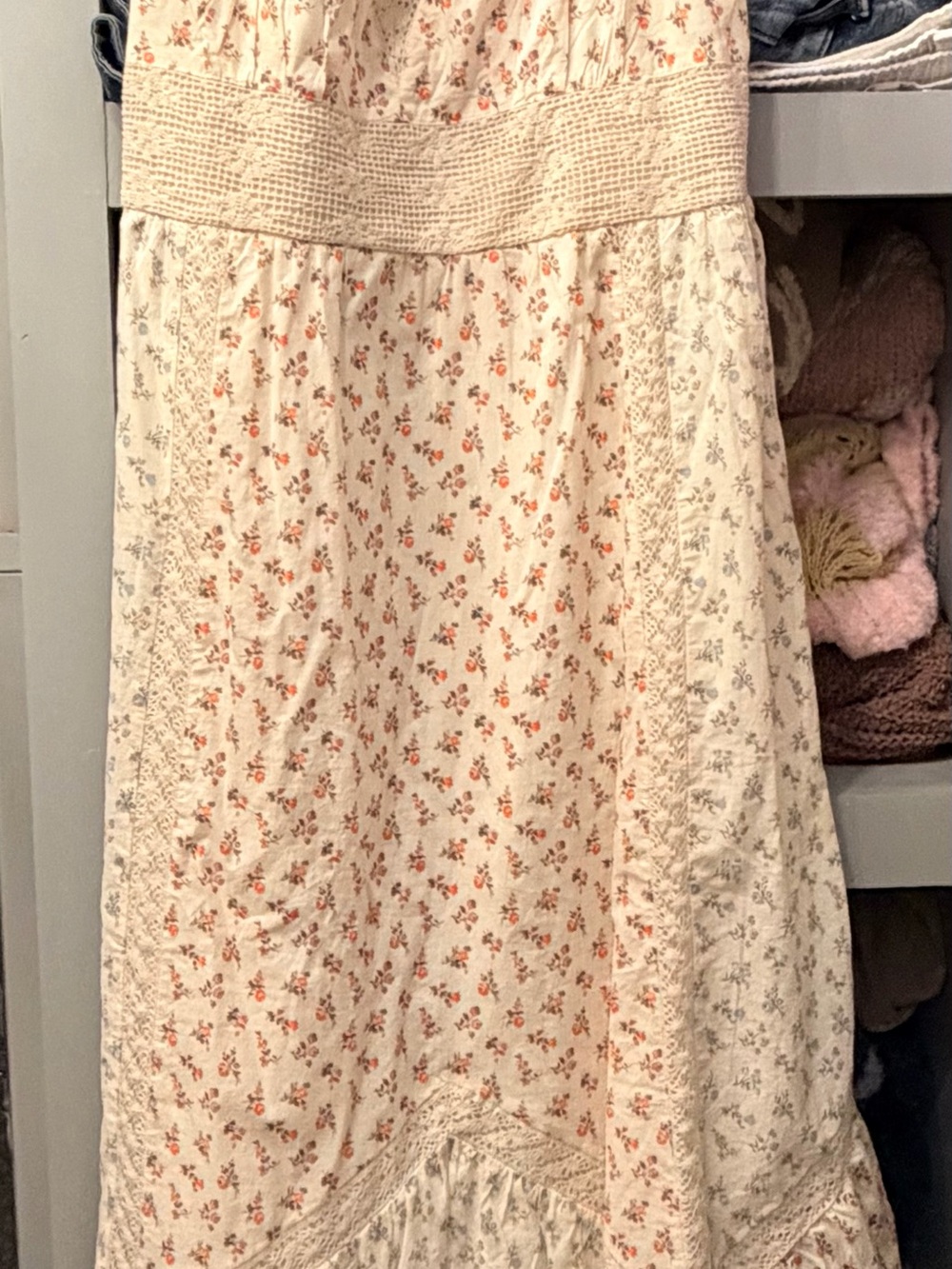 Altar'd State Cream Maxi Dreas with Blue Trim